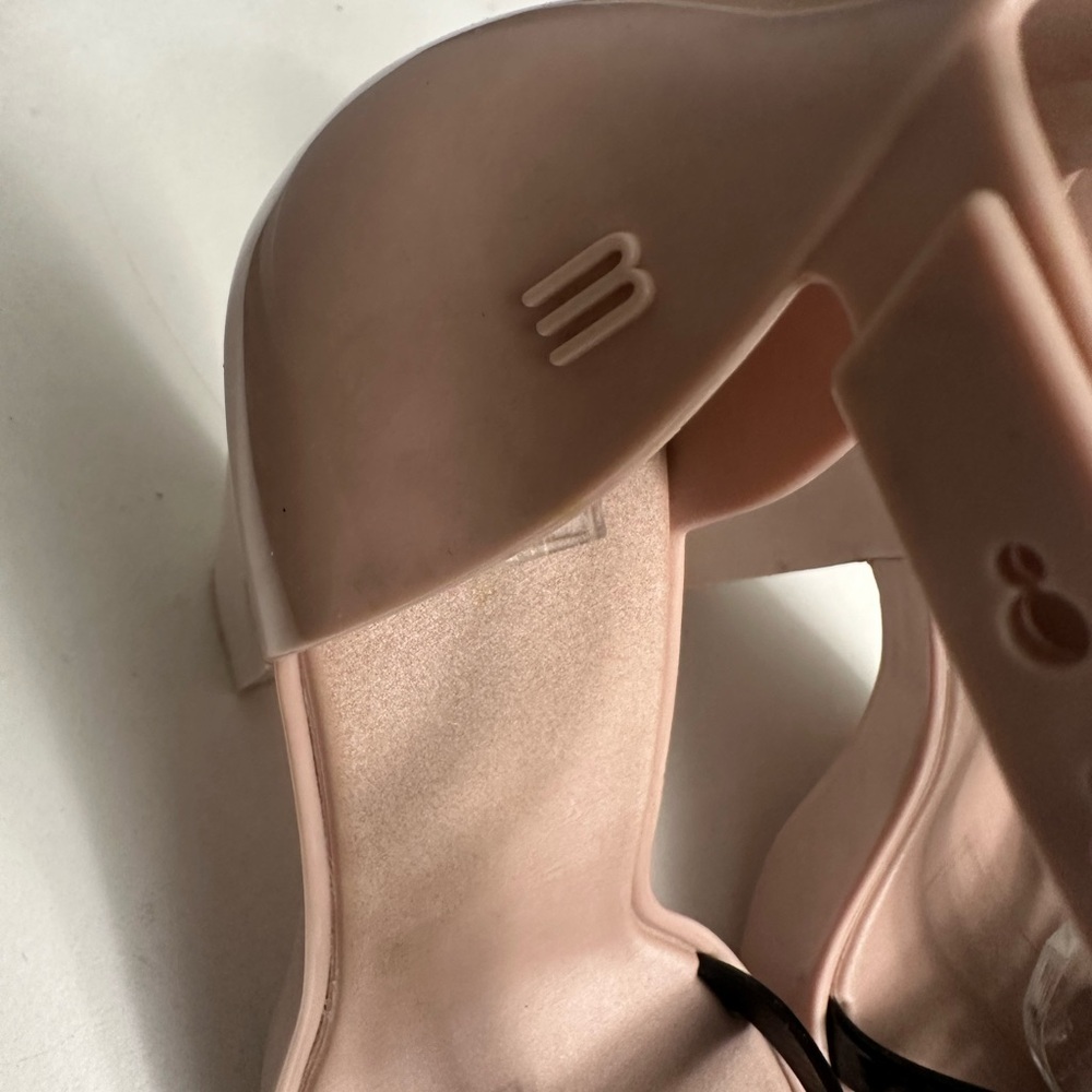 Melissa dreamy sandal heels - nude pink and black strappy  size 8 Rare $170 - Picture 6 of 11